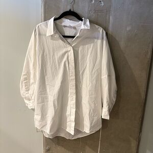 Athleta White Casual Button Down Shirt